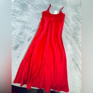 Zara Womens Red Slip On Satin Open Back Dress Size S M
